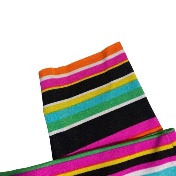 K-Deer Leggings Women's Large Colorful Striped Skinny Ankle High Rise Athleisure - Picture 6 of 7